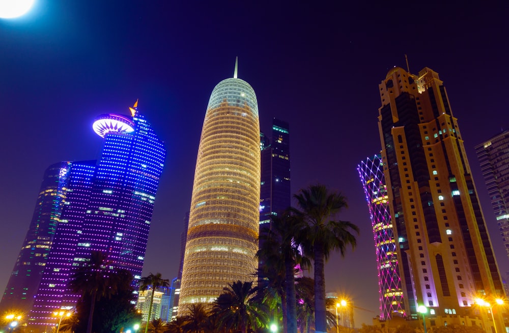 high rise building during night time