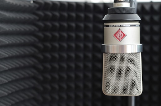 black and gray microphone on black textile