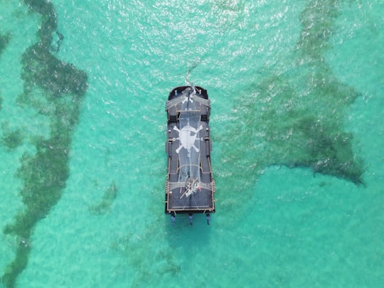 aerial view of gray and black boat on body of water during daytime in Punta Cana Dominican Republic