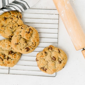 cookies on white and black stripe textile