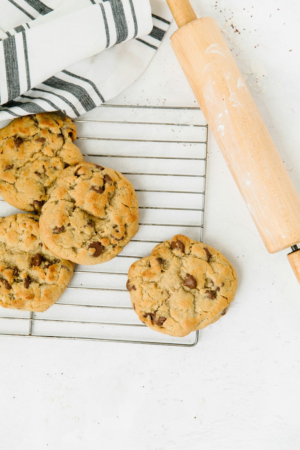 cookies on white and black stripe textile