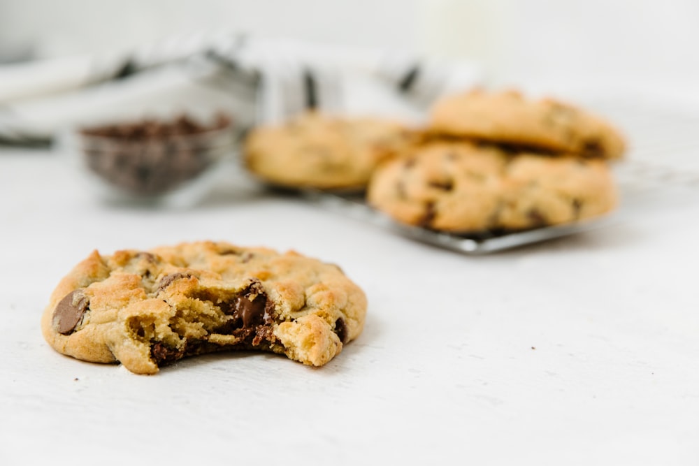 brown cookies on white table