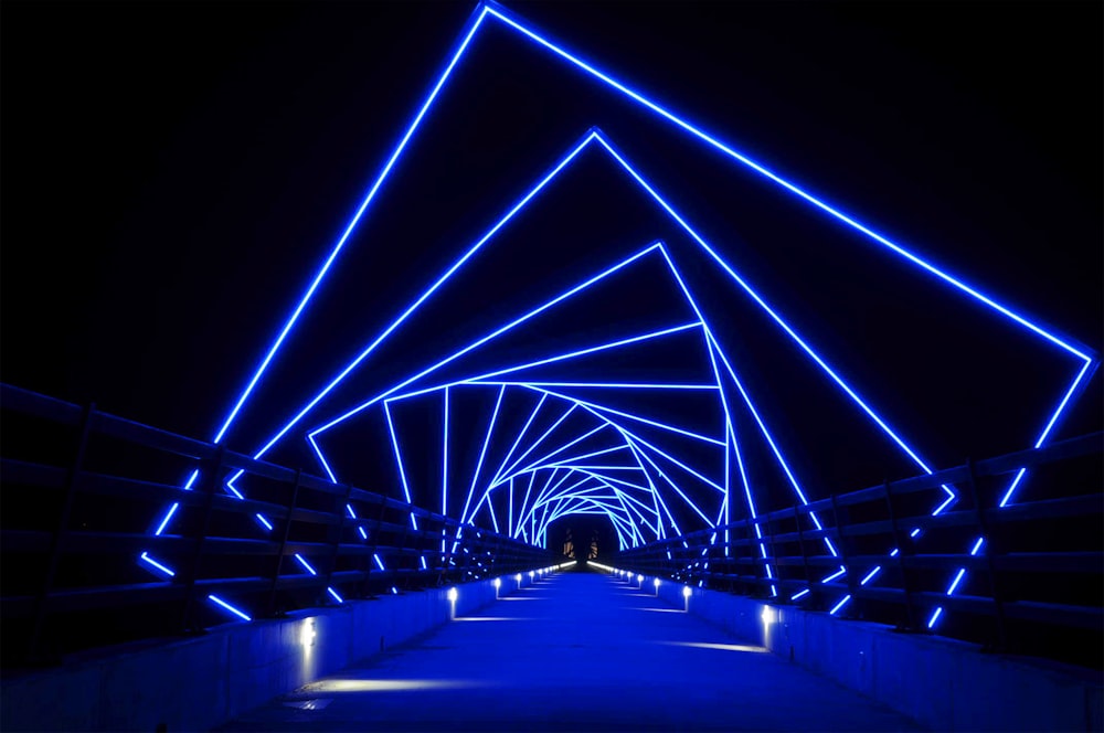 man in black shirt standing on blue light