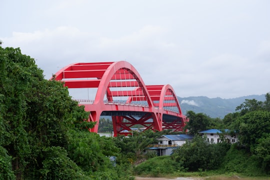 red bridge over the river in Jayapura Indonesia