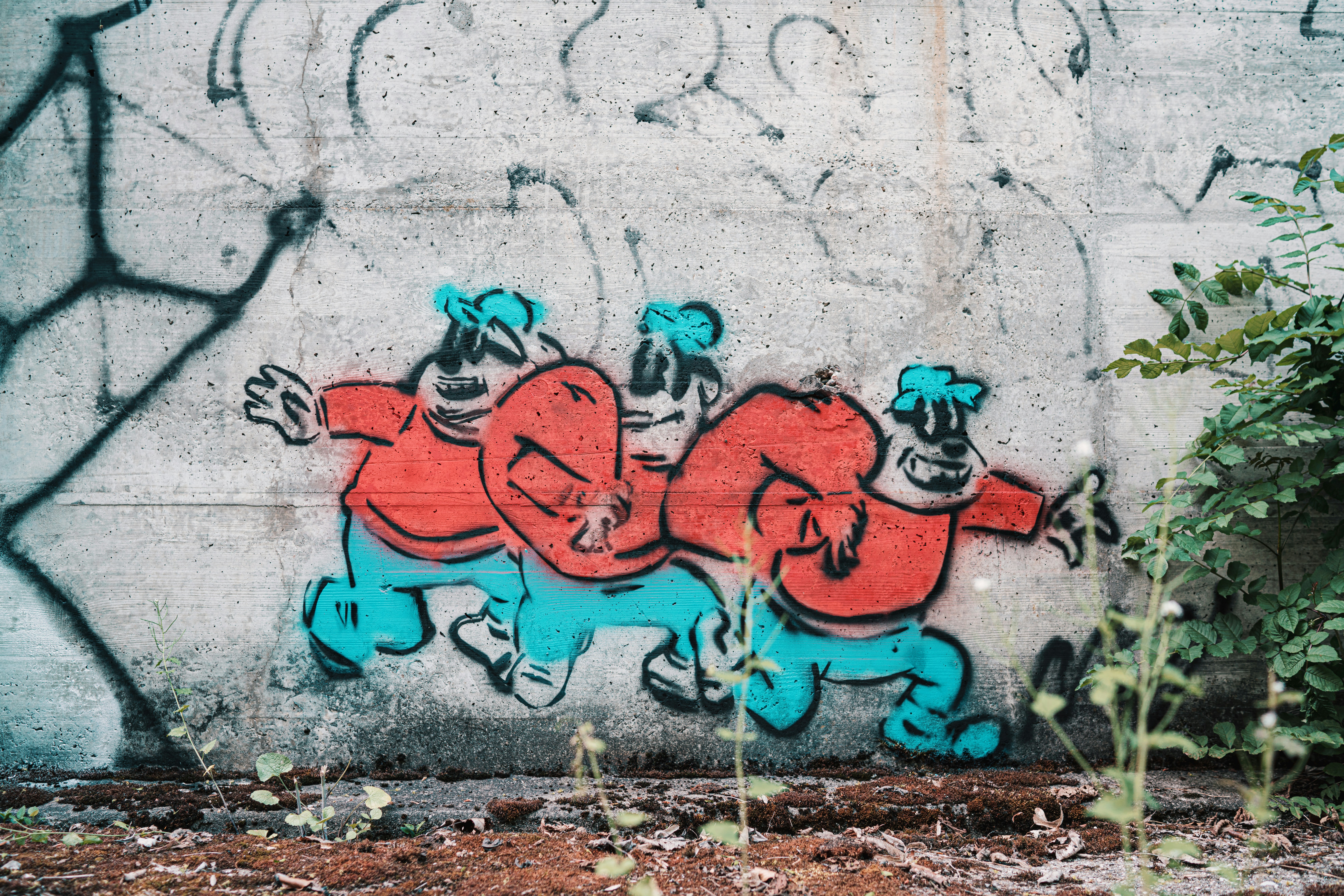 red and blue animal graffiti