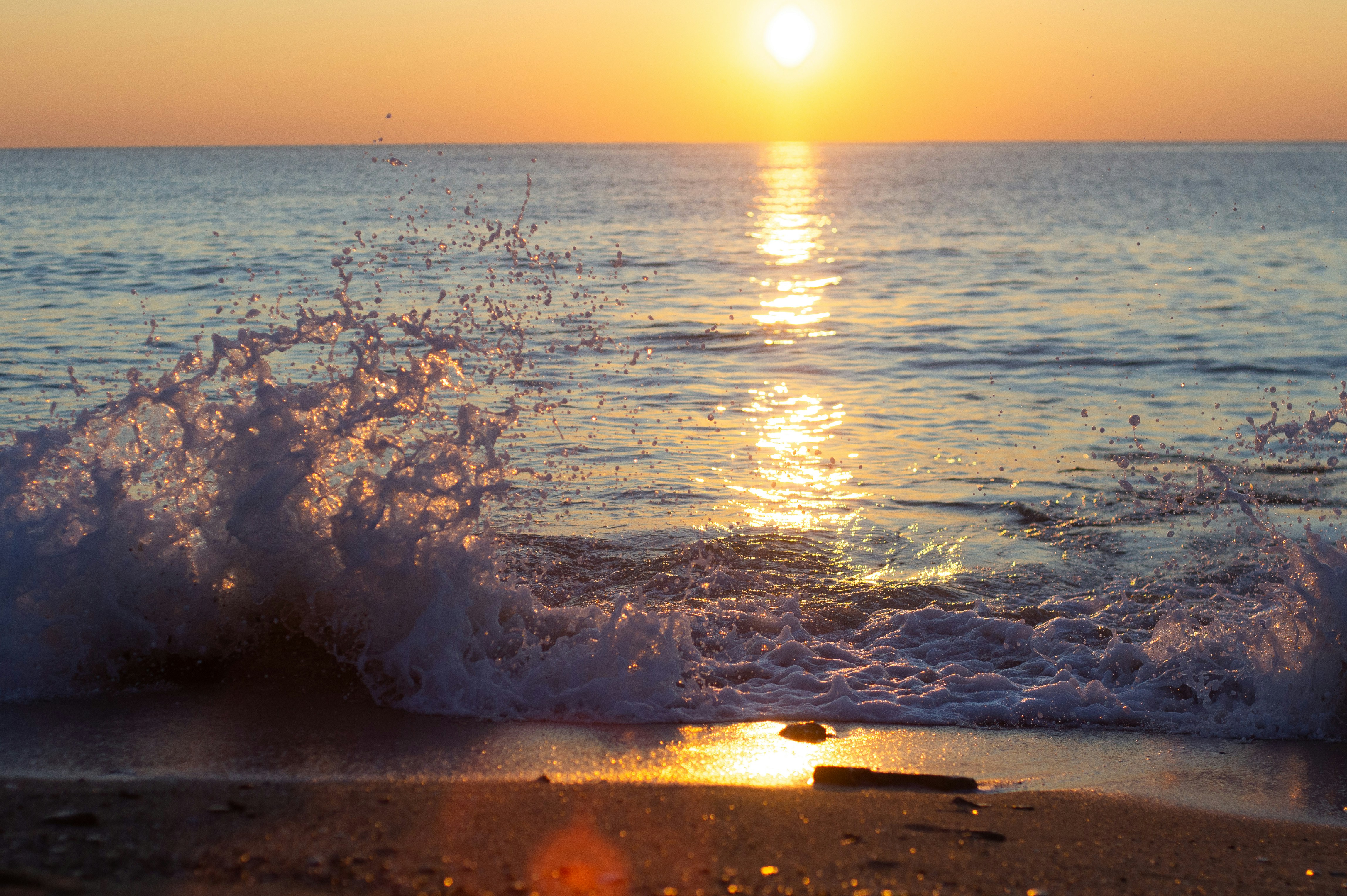 Sunrise beach in winter