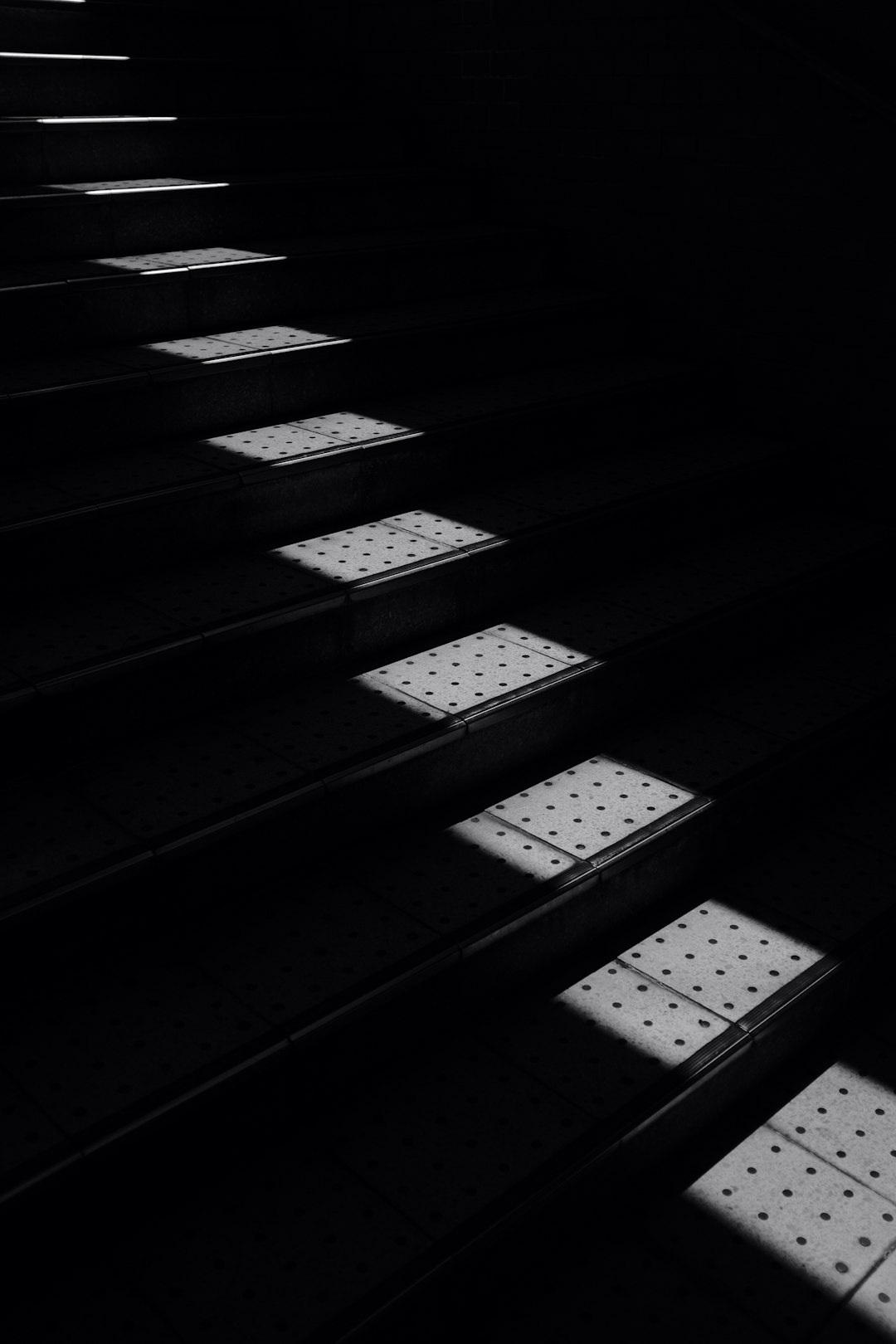 grayscale photo of a staircase