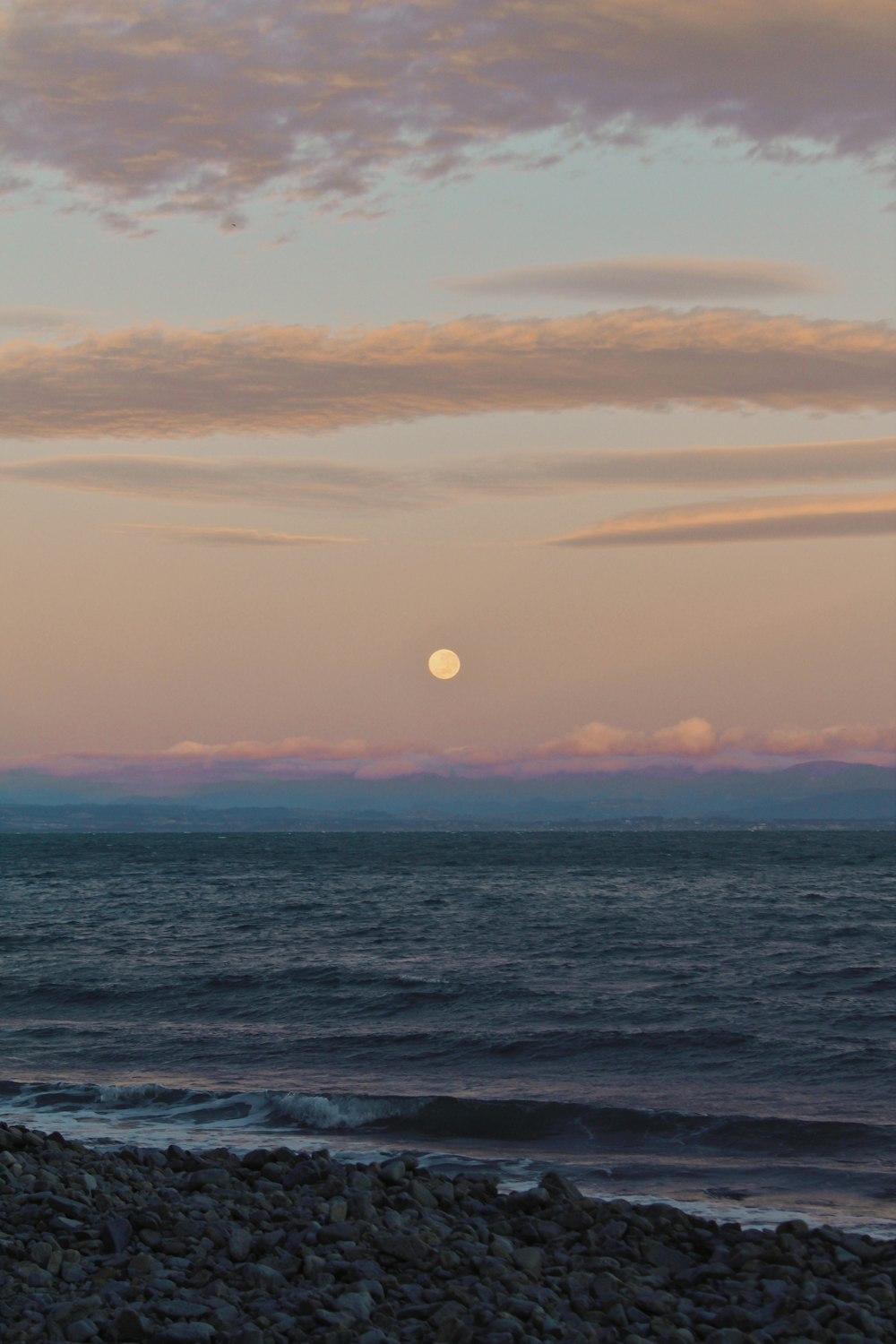 body of water during sunset