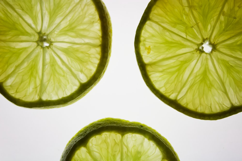 sliced lemon on white background