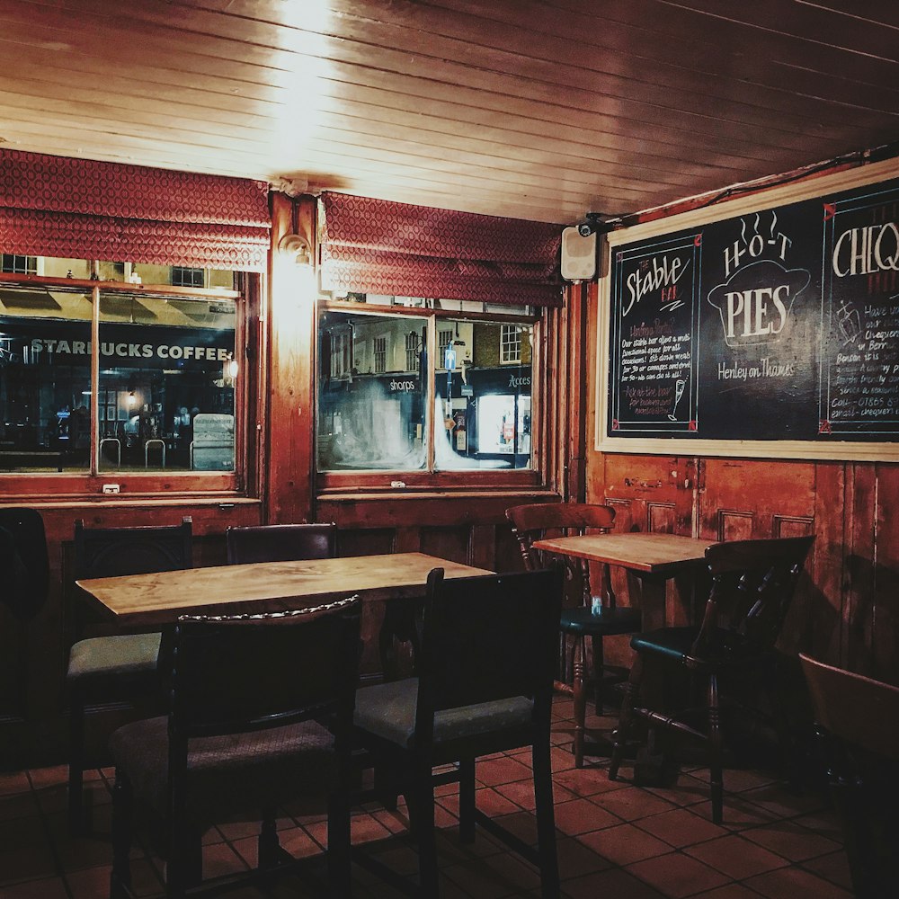 brown wooden table and chairs