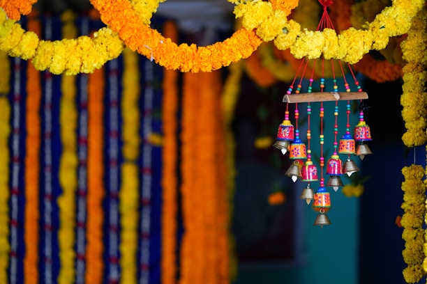 yellow and red hanging decors