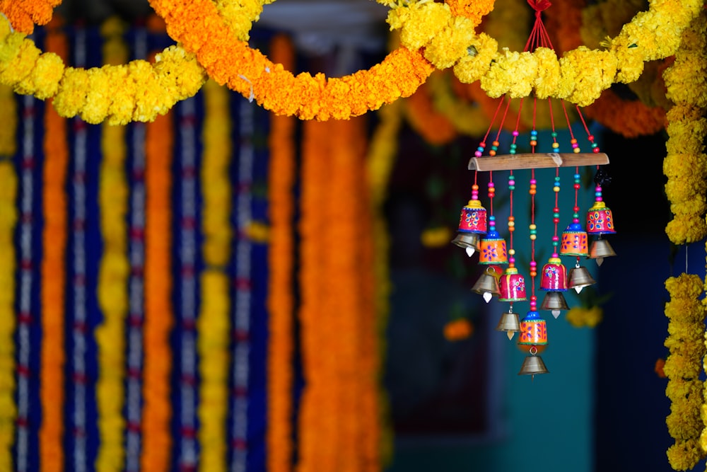 yellow and red hanging decors