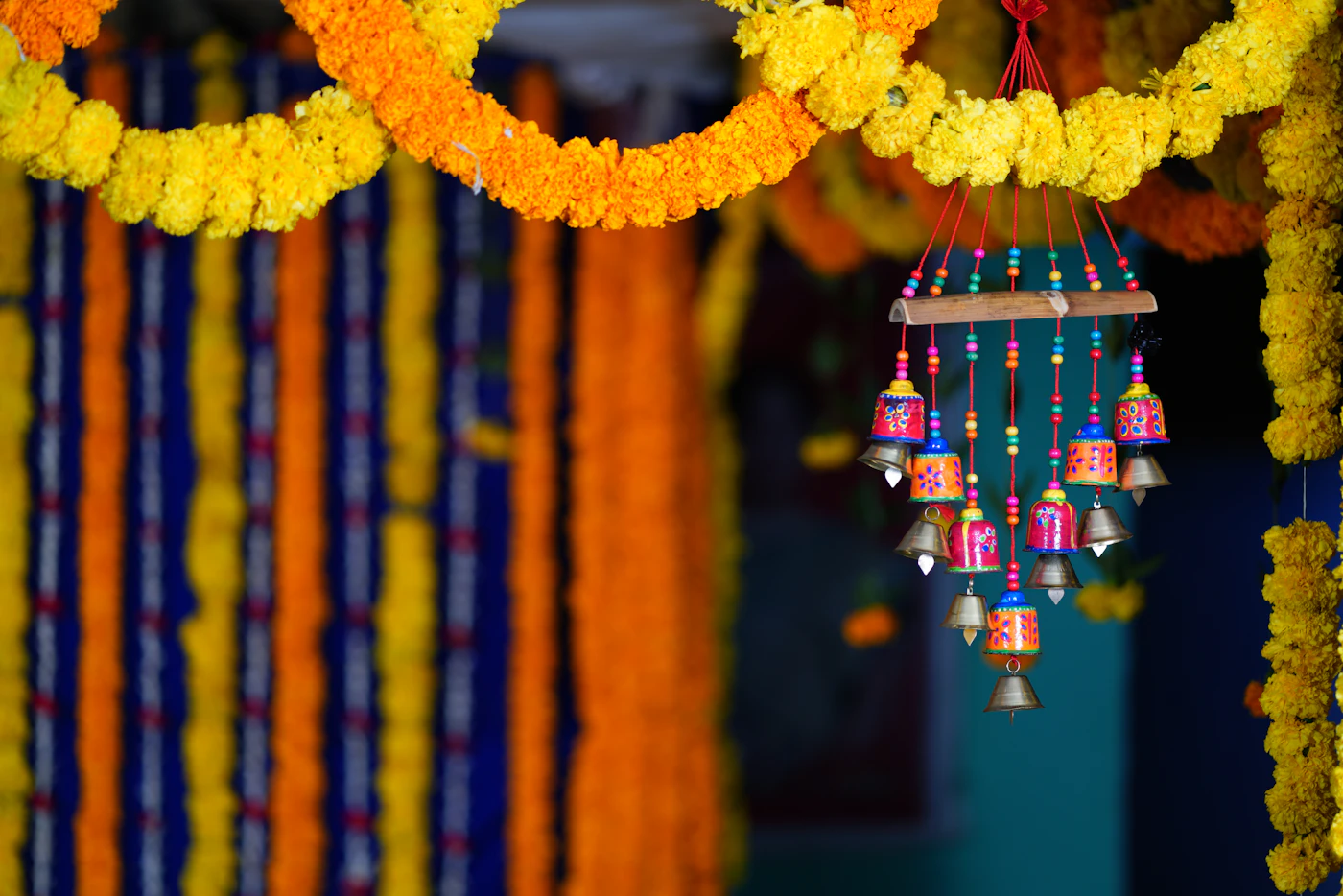 Marigold garlands hung for the royal welcome