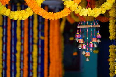 yellow and red hanging decors