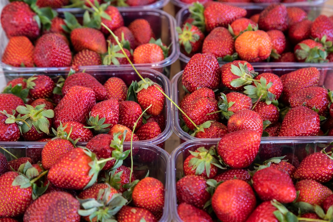 strawberries in clear plastic container