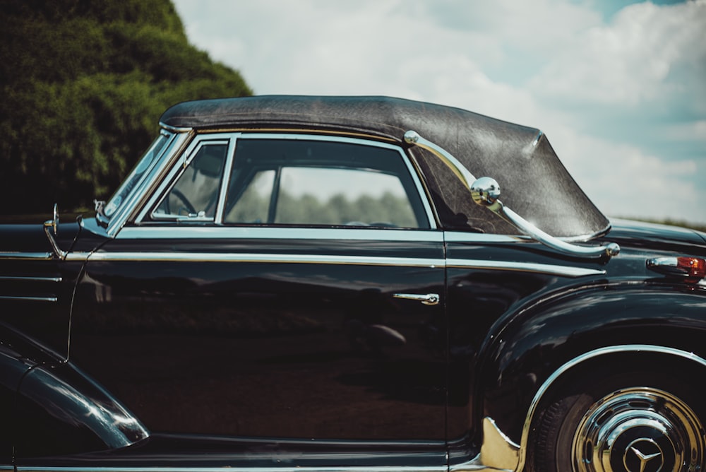 black and white vintage car