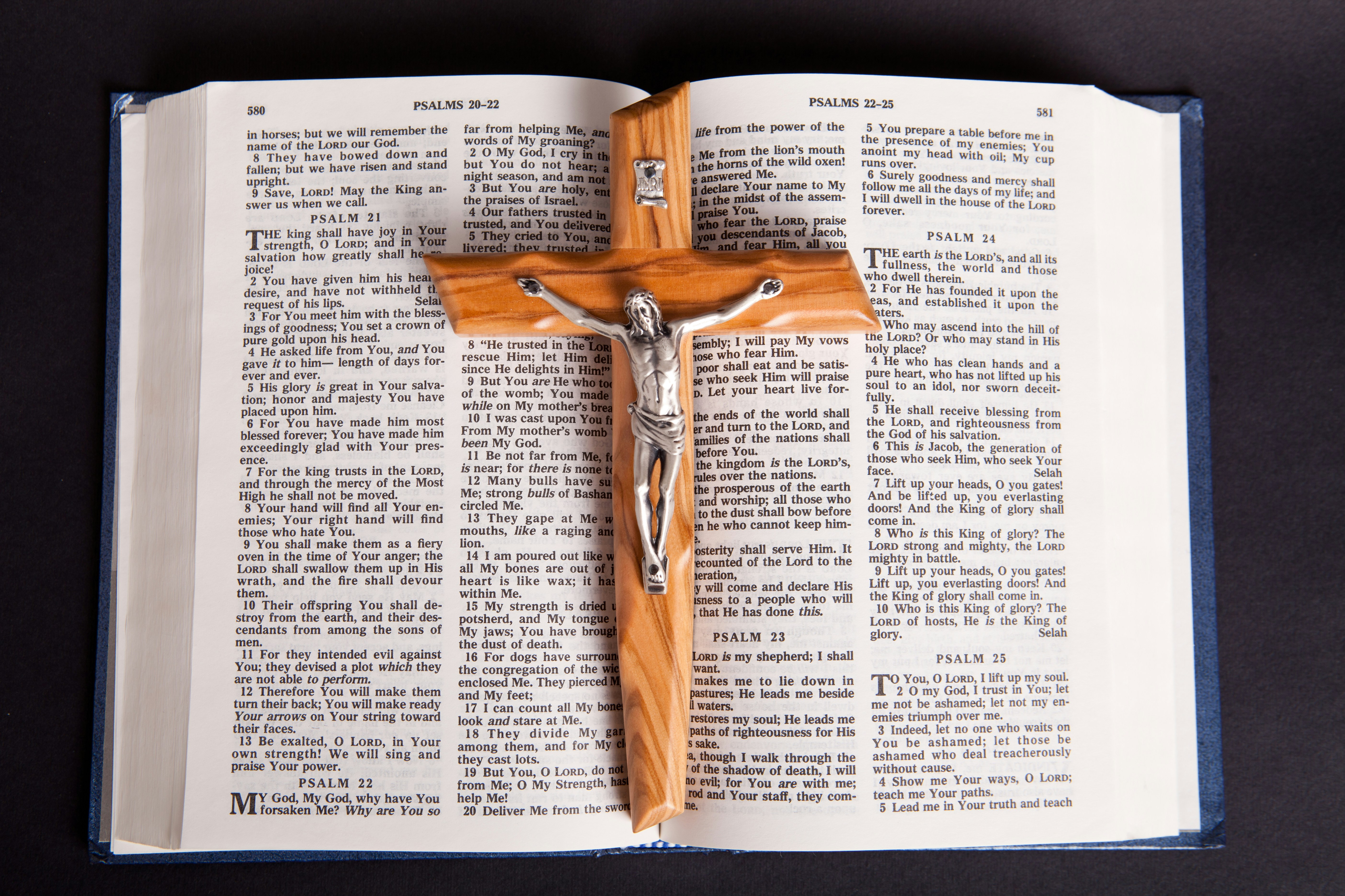 Crucifix on bible