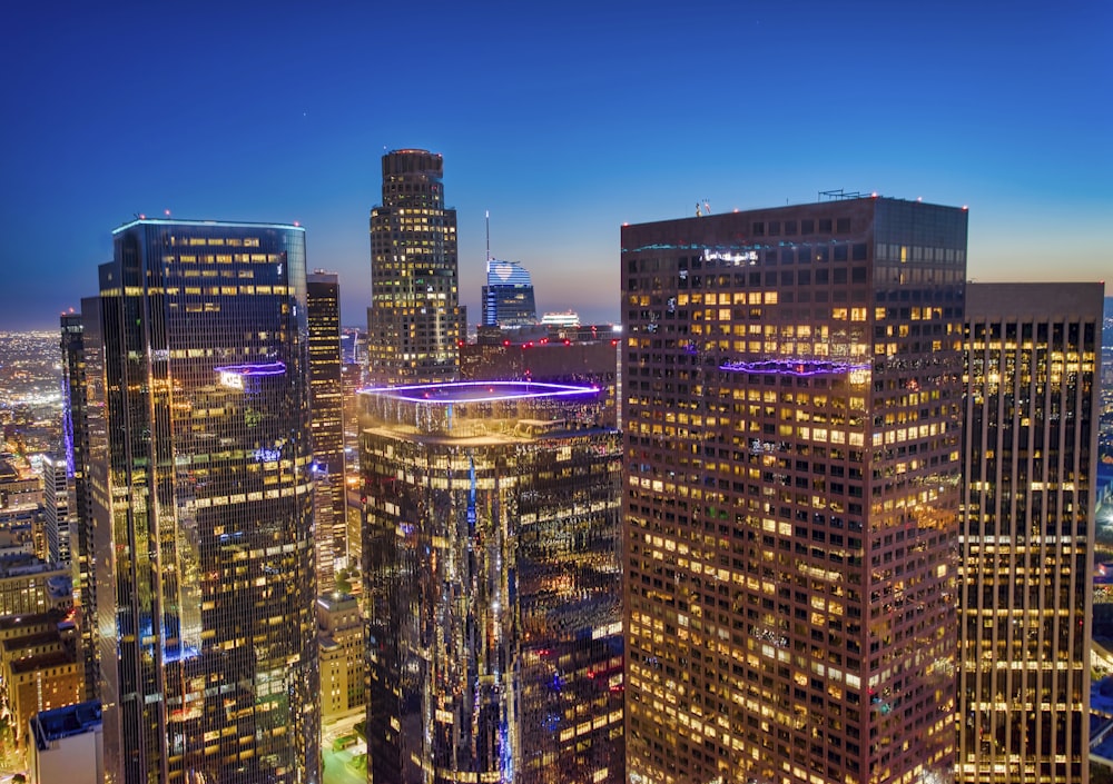 city buildings during night time