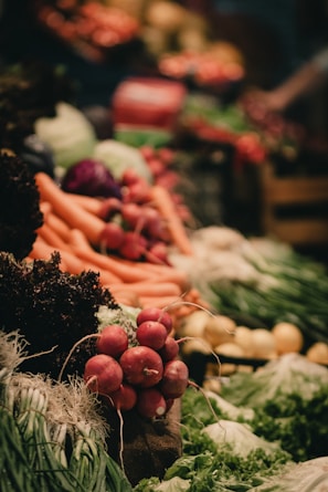 Fresh vegetables showcasing their vibrant colors.