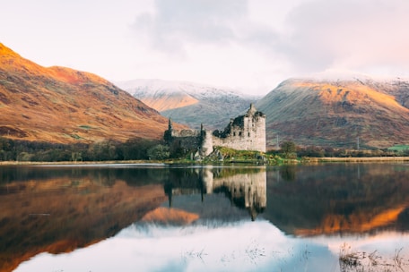 Film studio shot of a gray Scottish castle