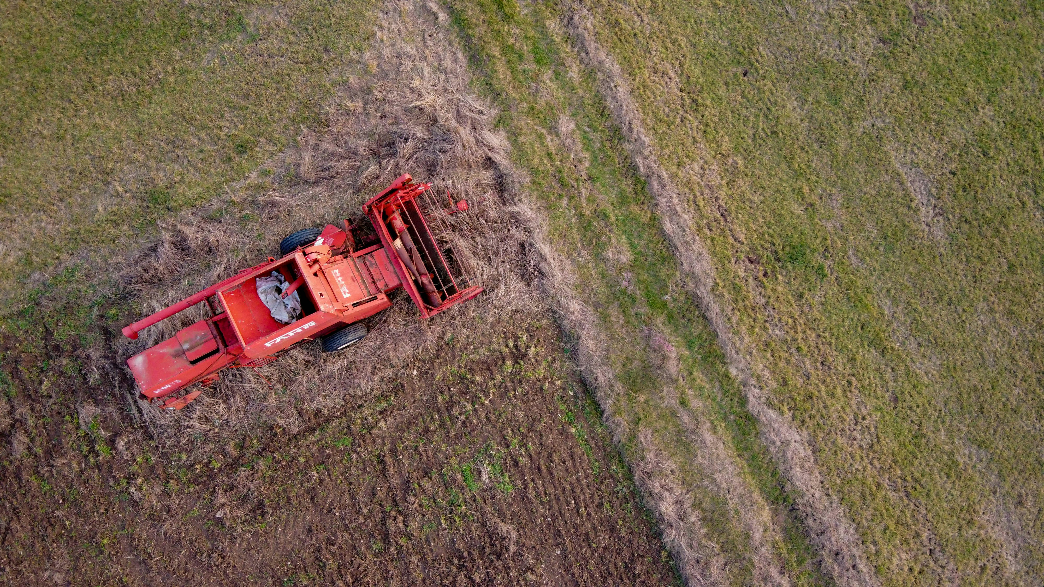 red and black utility trailer on green grass field