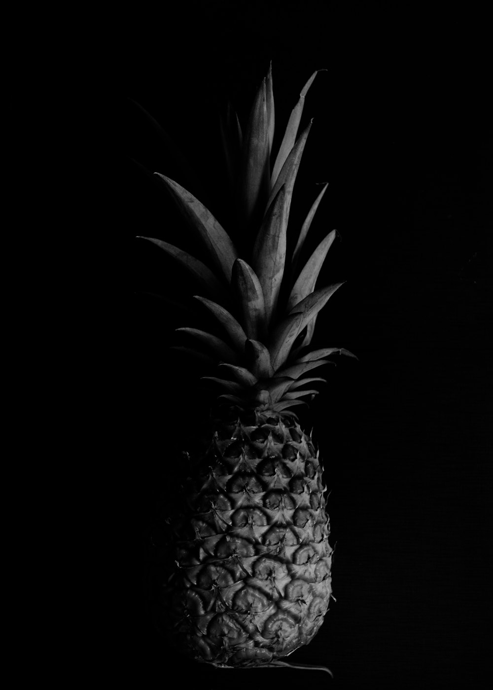 Ananasfrucht auf schwarzem Hintergrund