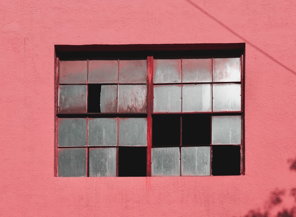 red and black wooden window