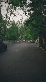 A quiet street in Tehran during a peaceful moment amid protests.