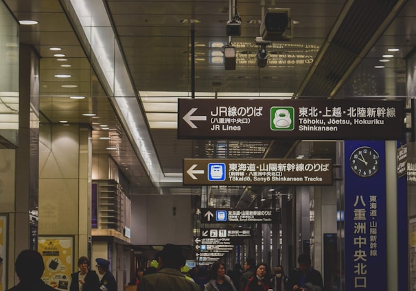 people walking on train station