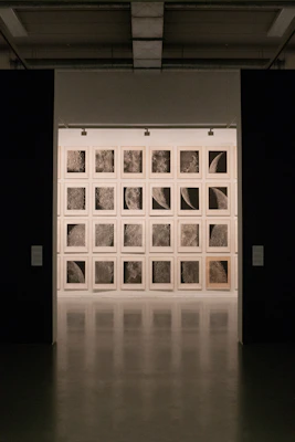 Clean grid layout showing digital art prints with muted earth tones and refined details