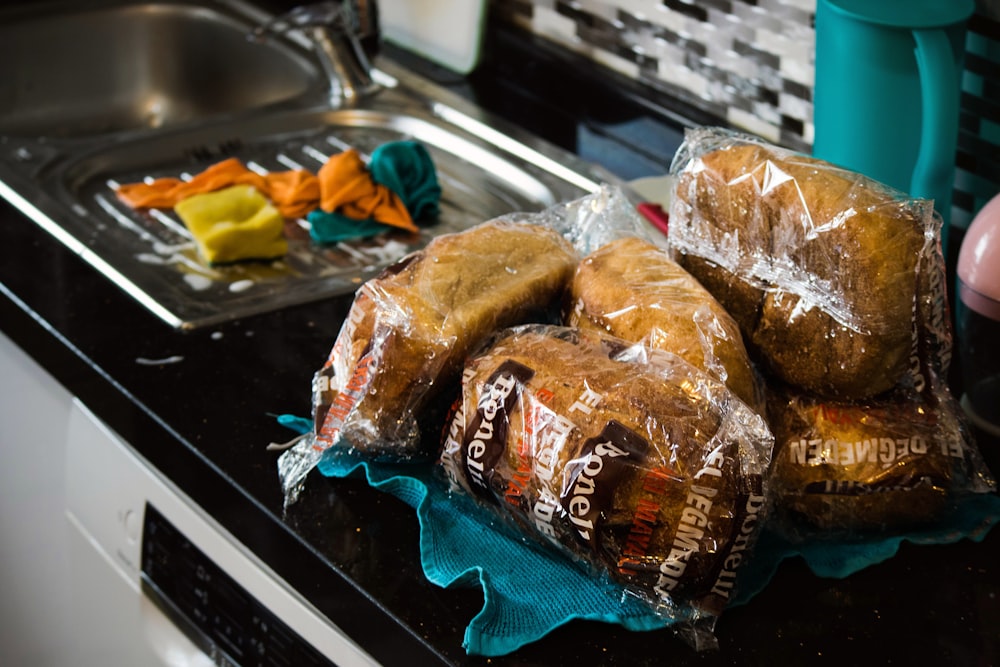 bread in clear plastic pack