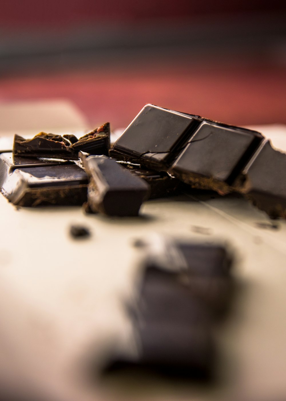 chocolate bar on white surface