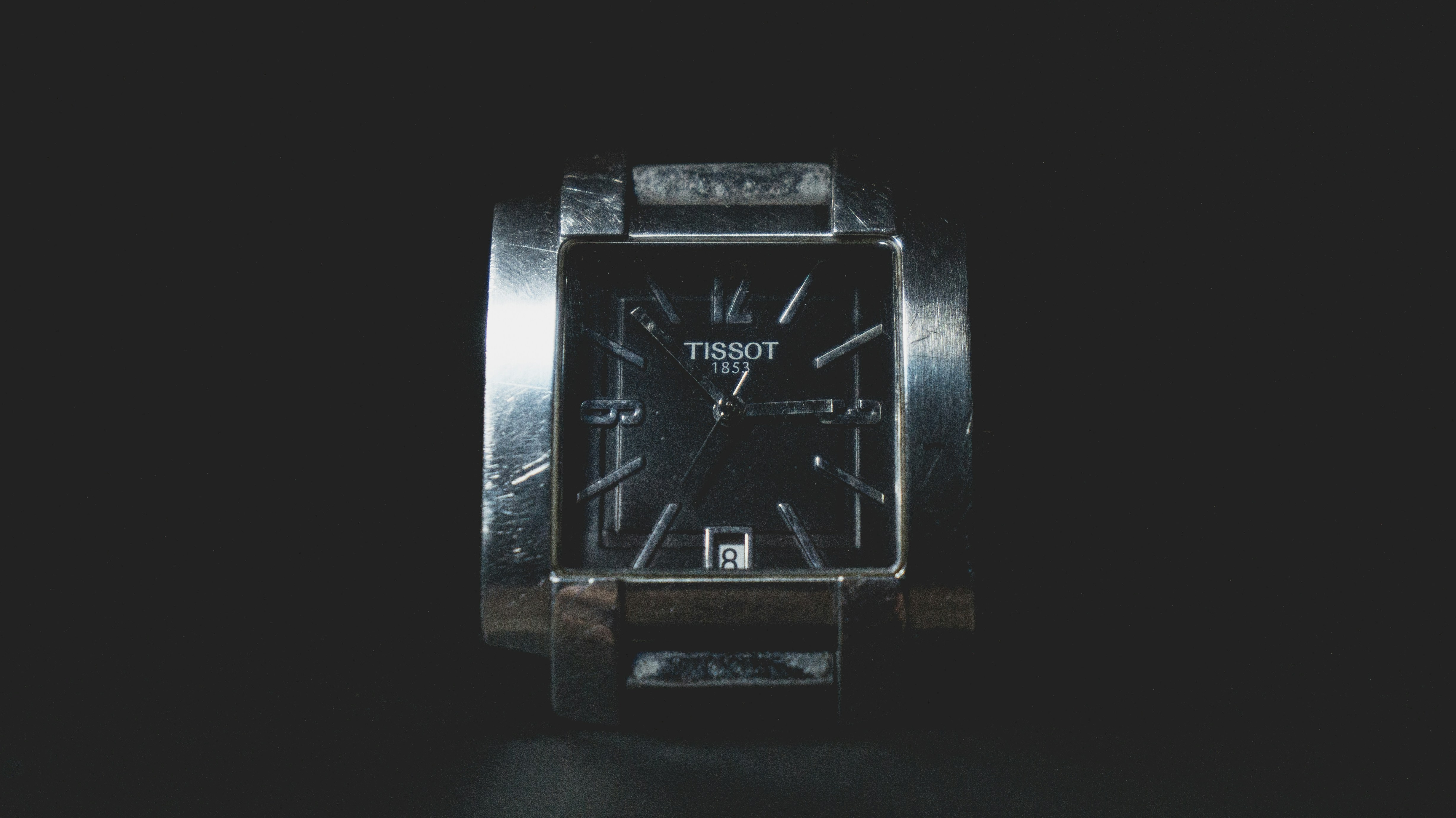 silver and black analog watch