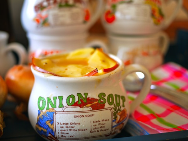 White and red ceramic mug