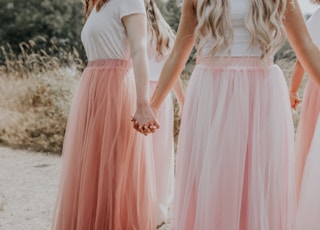 woman in white and pink dress