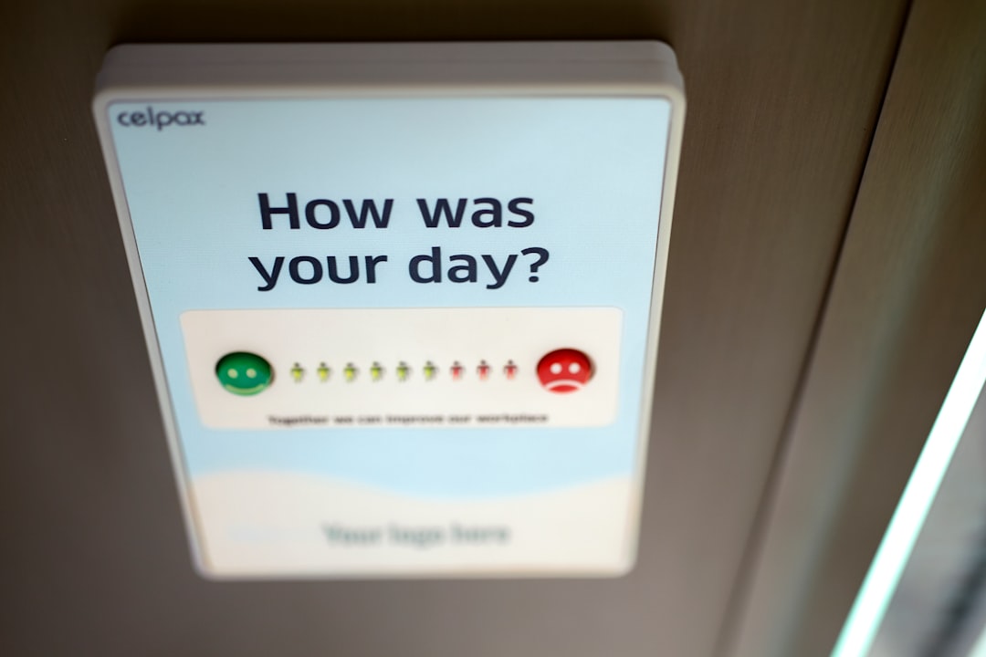 white and black card on brown wooden table, How was your day?</p>
<p>The daily data shows if your workplace improvements are working: