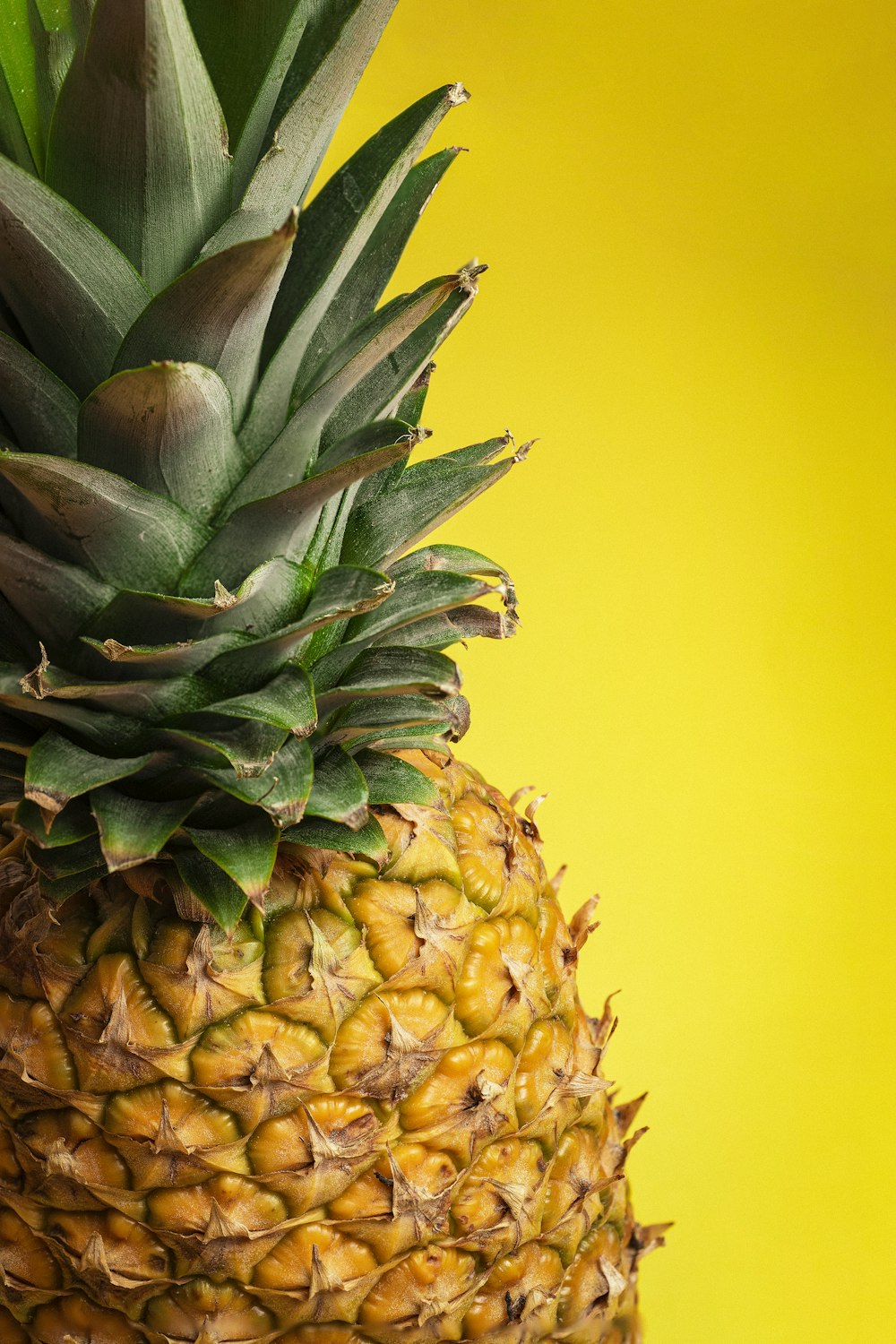 pineapple fruit on yellow surface