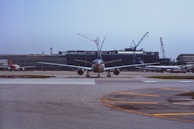 An air freight plane preparing for takeoff.