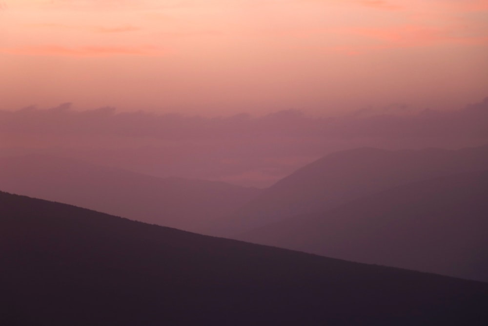 silhouette of mountains during sunset