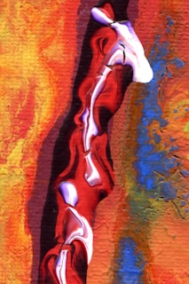 A vibrant abstract piece with intricate patterns.