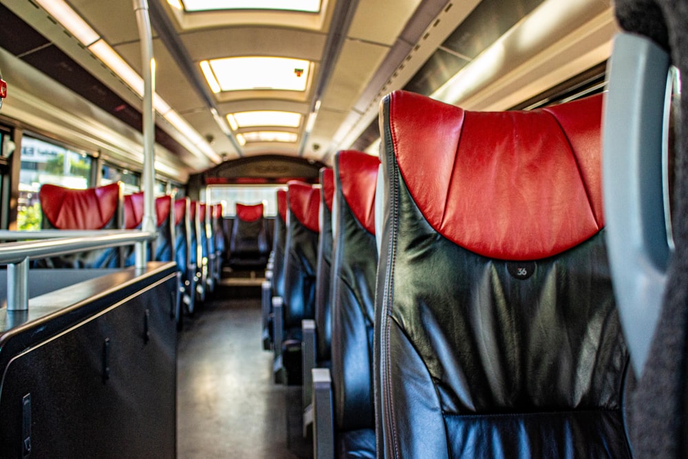 black leather seat inside train
