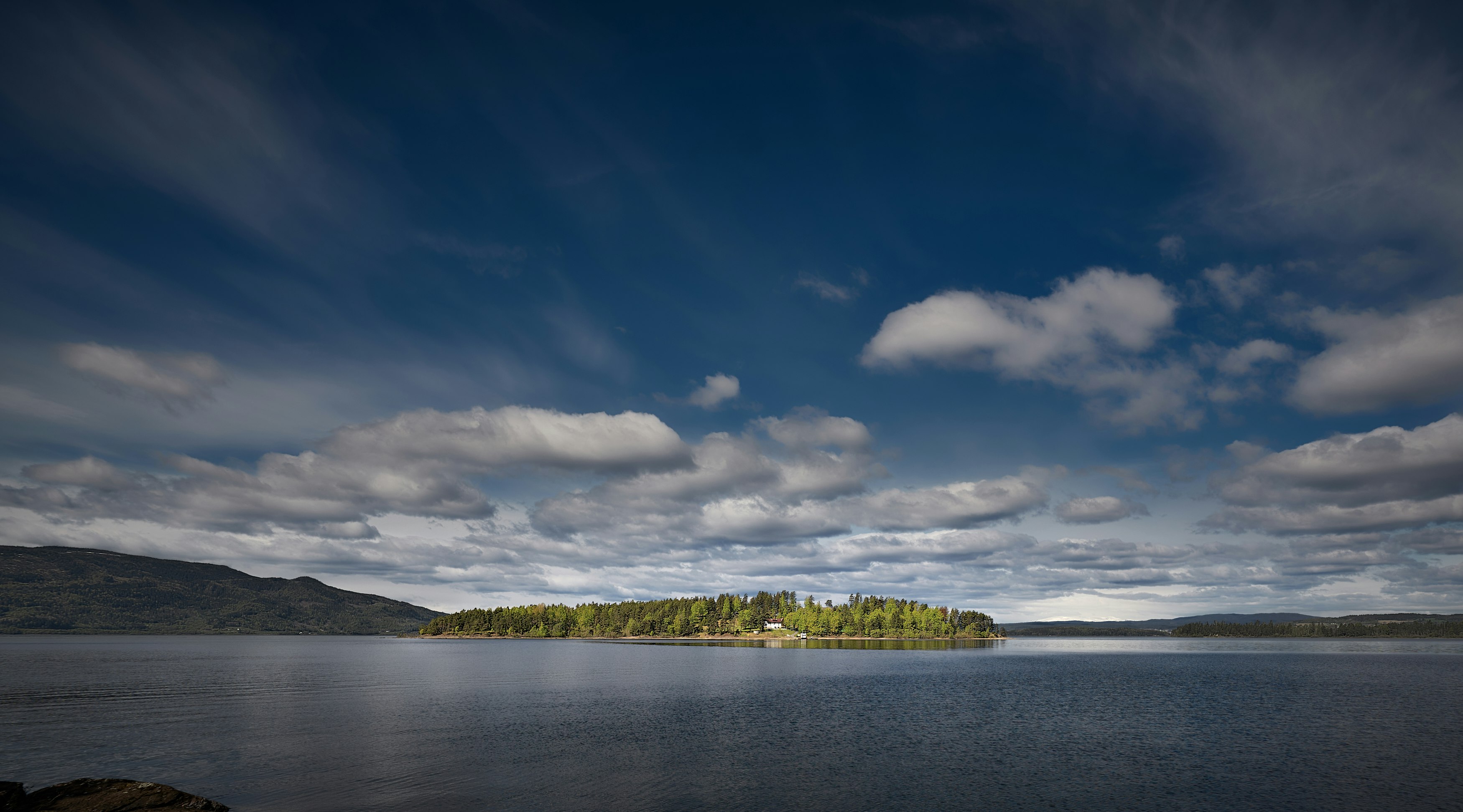 green trees beside body of water under blue sky and white clouds during daytime