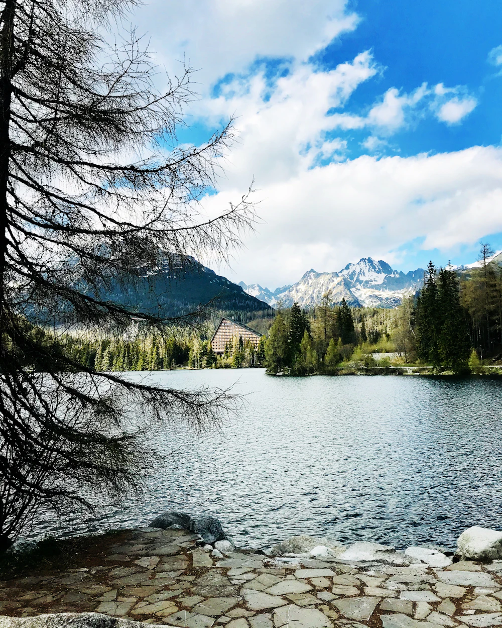 Štrbské Pleso lake and High Tatras peaks