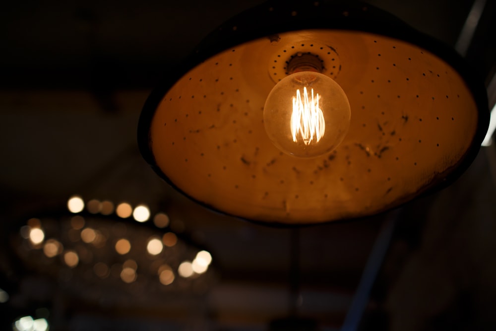 yellow and brown pendant lamp