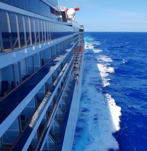 white and blue ship on sea during daytime