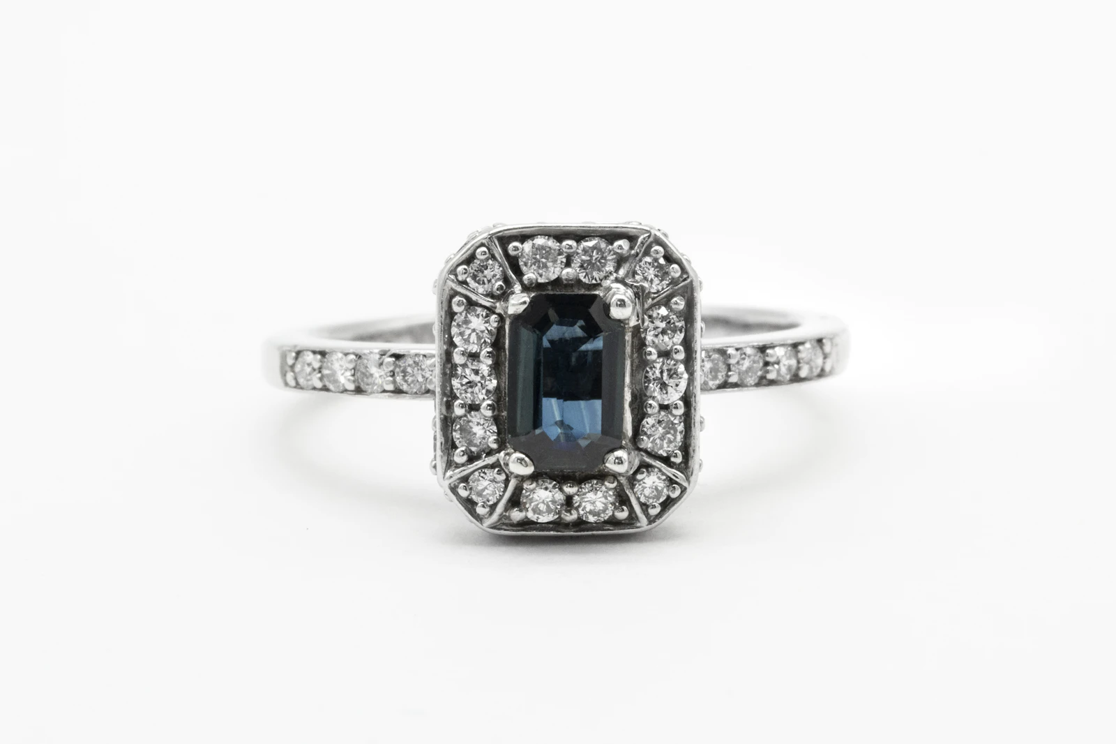 Teal Montana sapphire, emerald cut