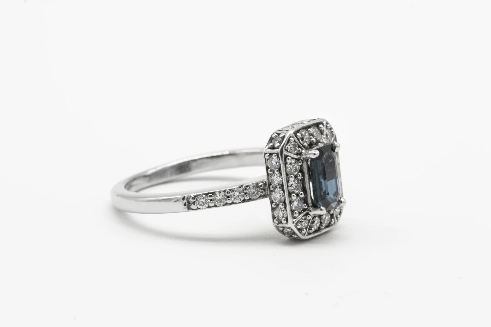 Cushion sapphire halo ring