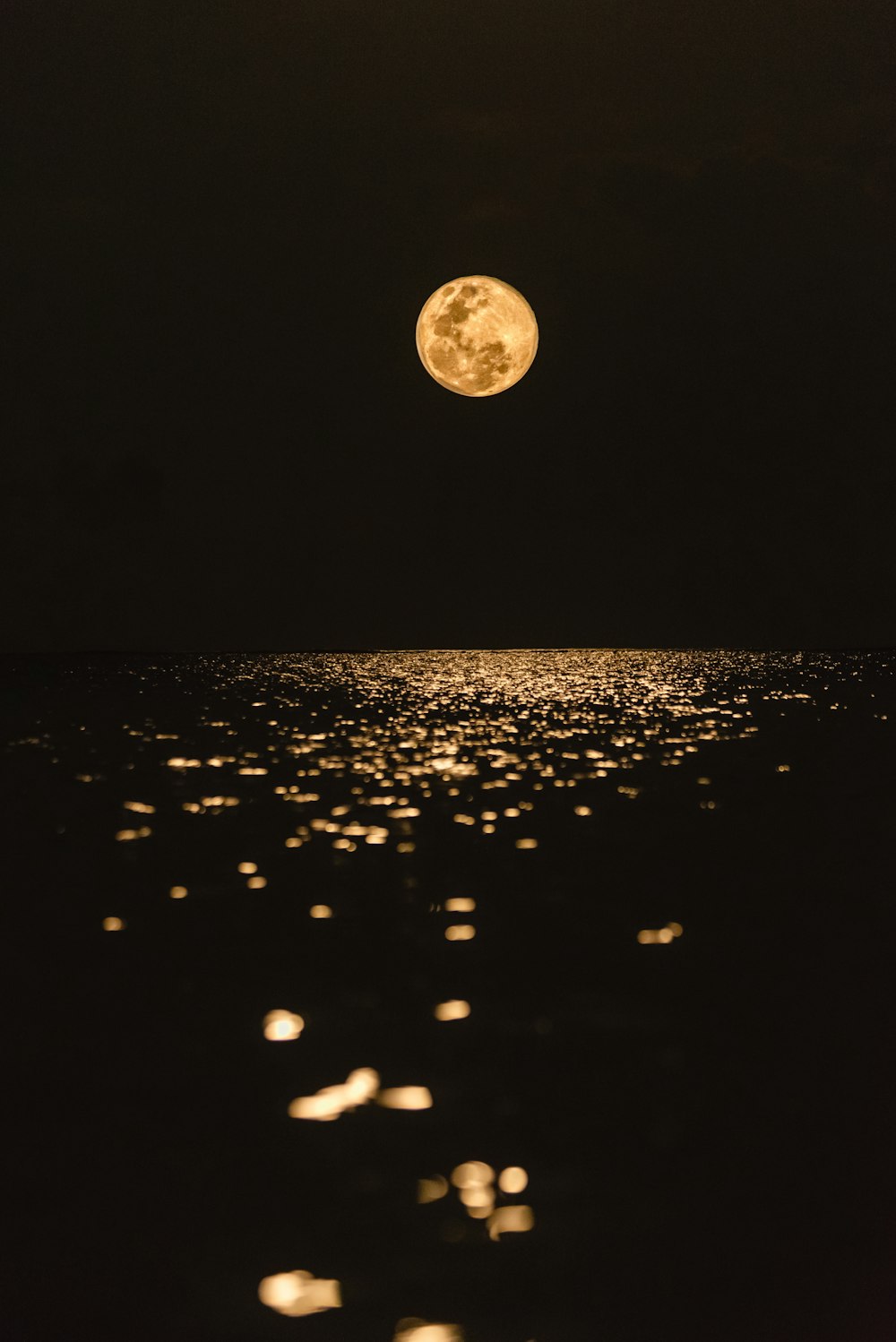 lua cheia sobre o corpo de água