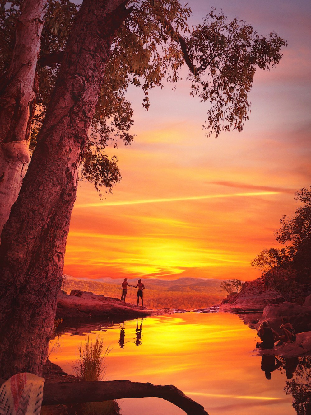 silhouette of person standing on seashore during sunset