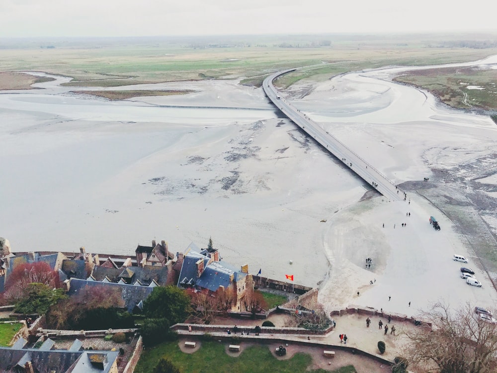 aerial view of people on beach during daytime